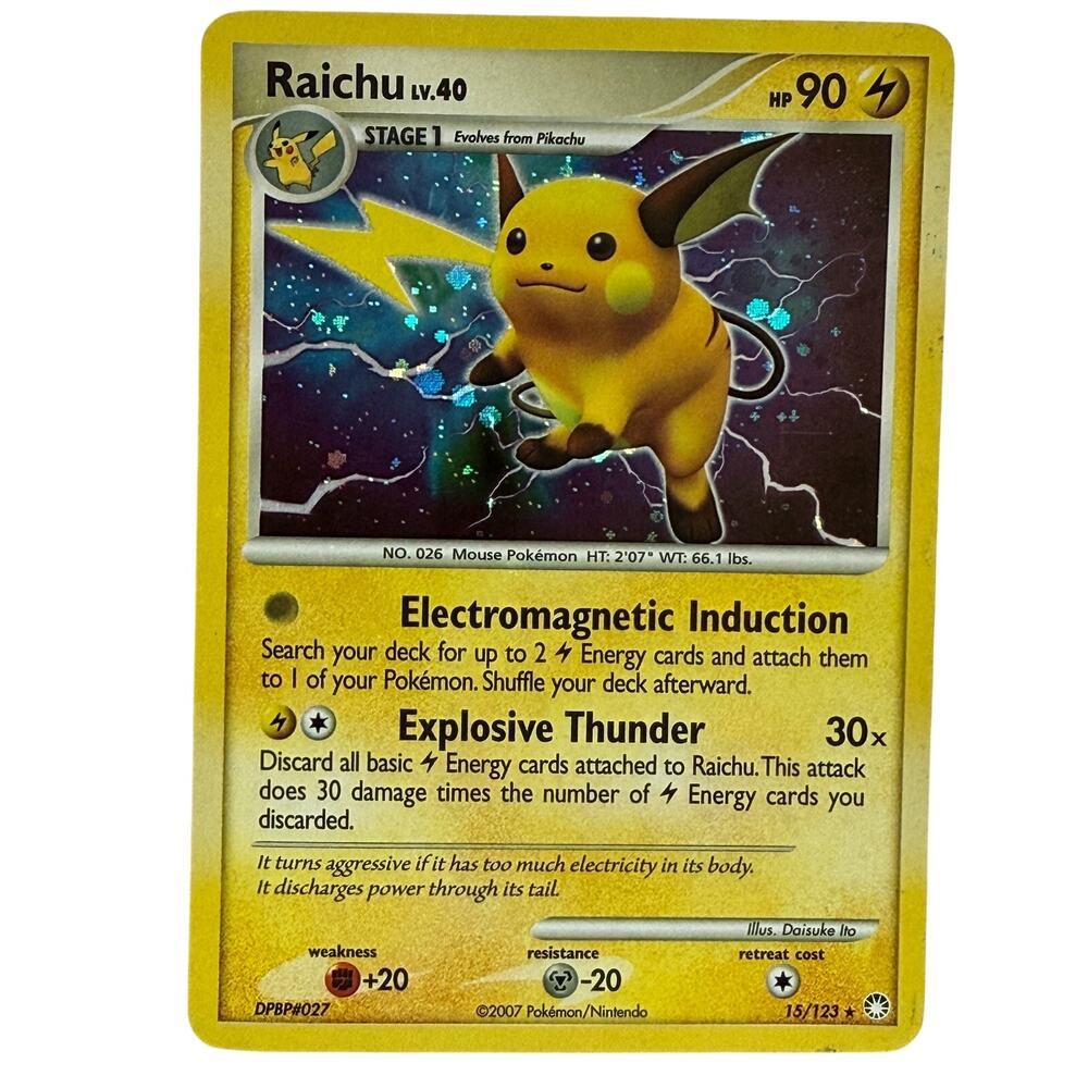 Pokémon Raichu 15/123 Pokémon Mysterious Treasures 2007 Holo Foil Rare LP-NM